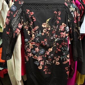 ANTONIO MELANI Black Floral Long Sleeve Dress